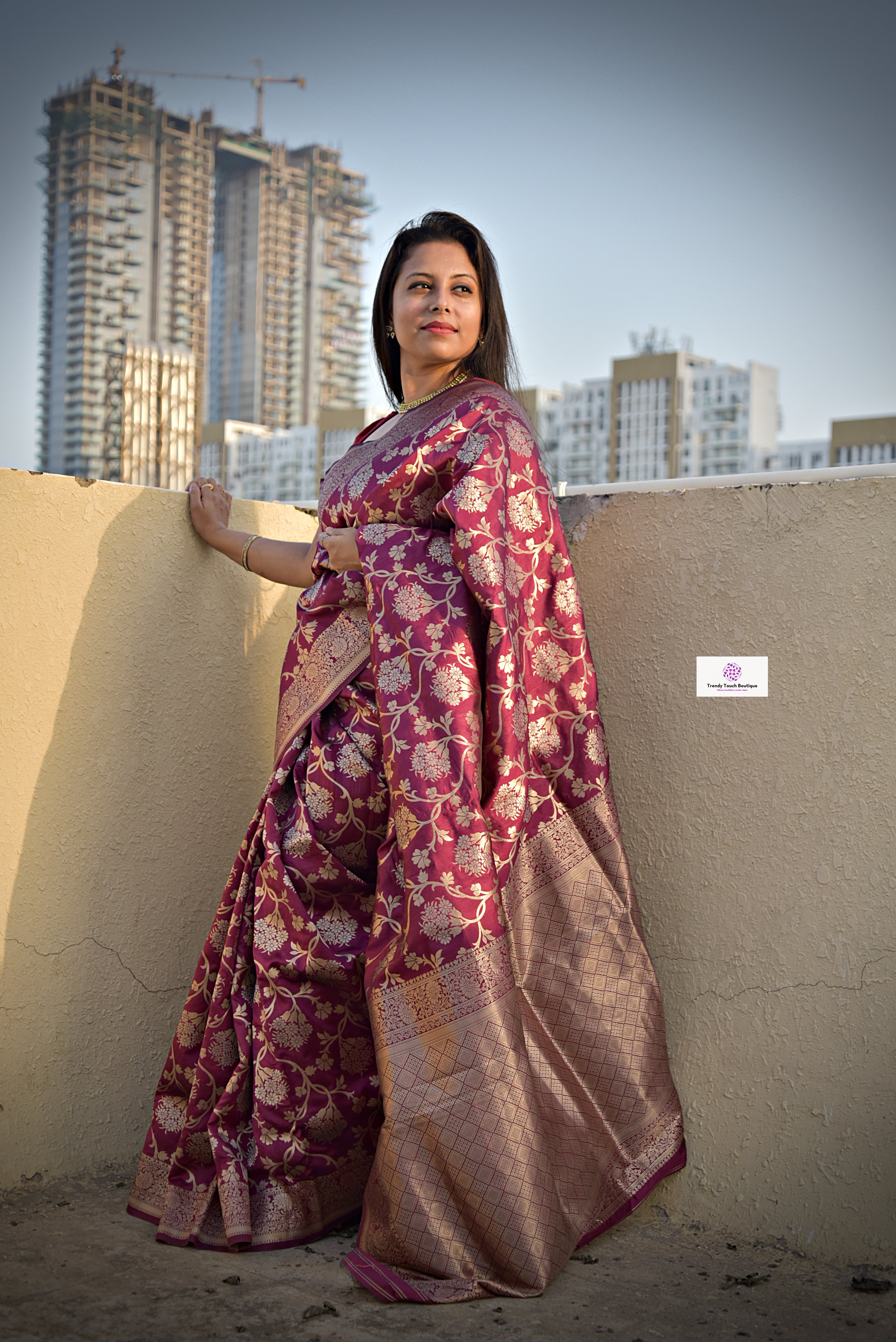 wine magenta golden silver zari work banarasi silk saree best price with blouse piece festive wear wedding wear party wear marriage function traditional silk