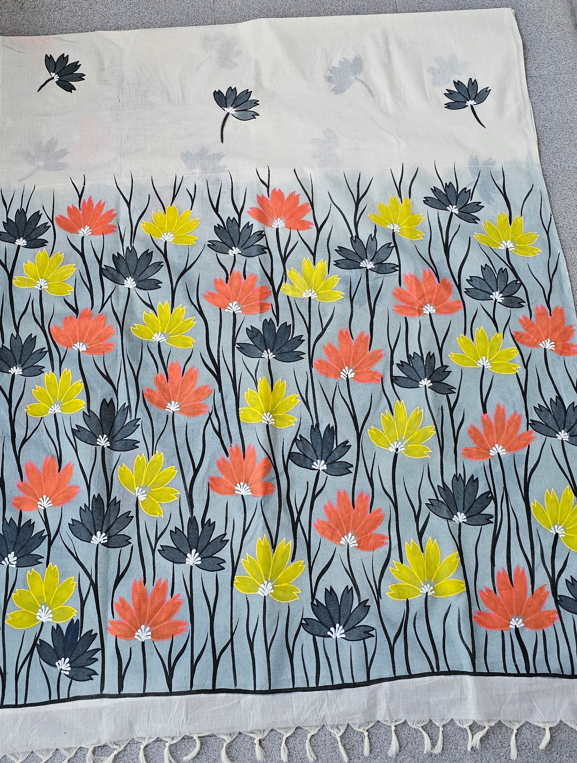 Isha - Handpainted - Pure Cotton Saree