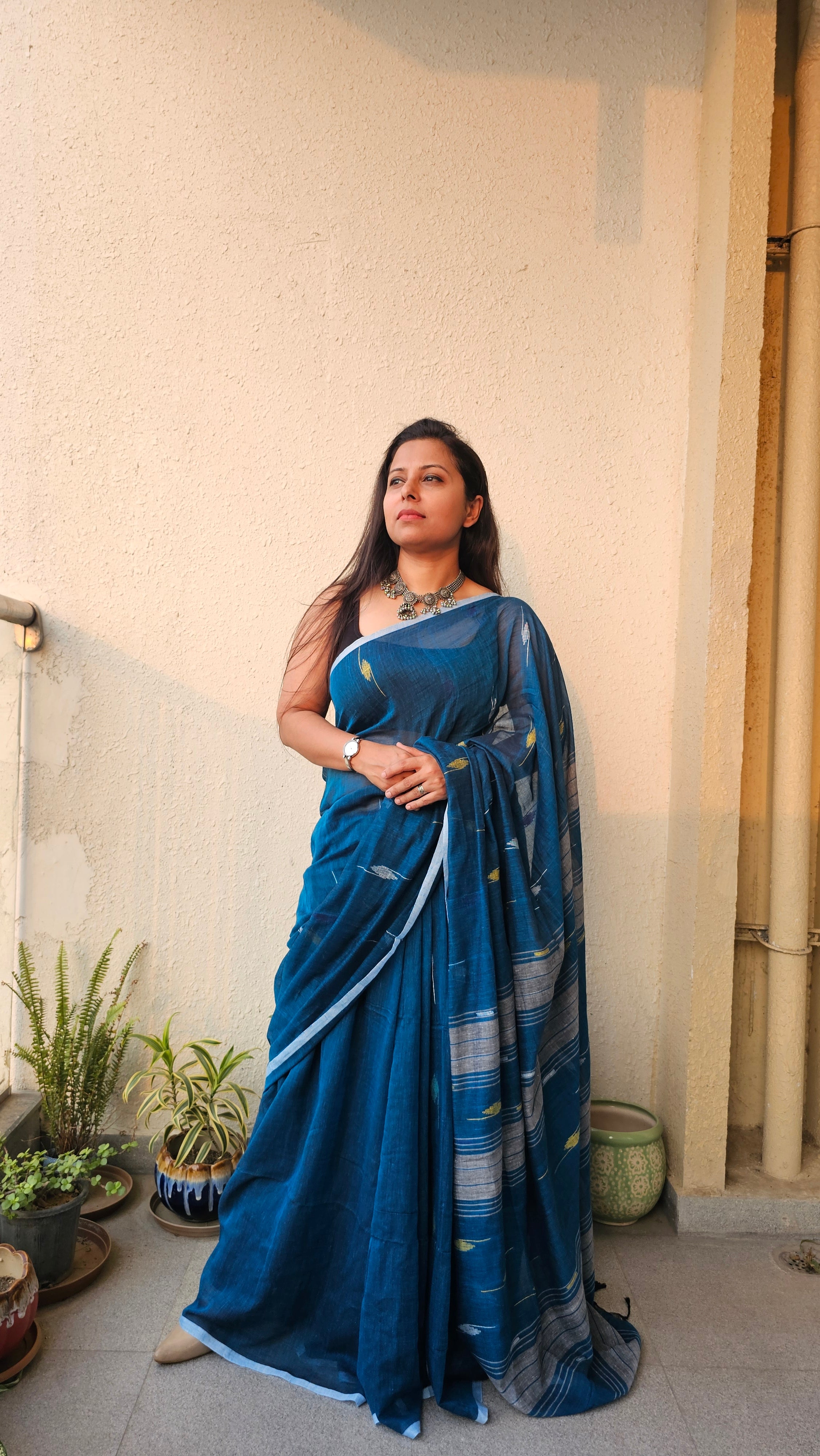 Meghla - Needle Jamdani Handloom - Mulcotton Saree