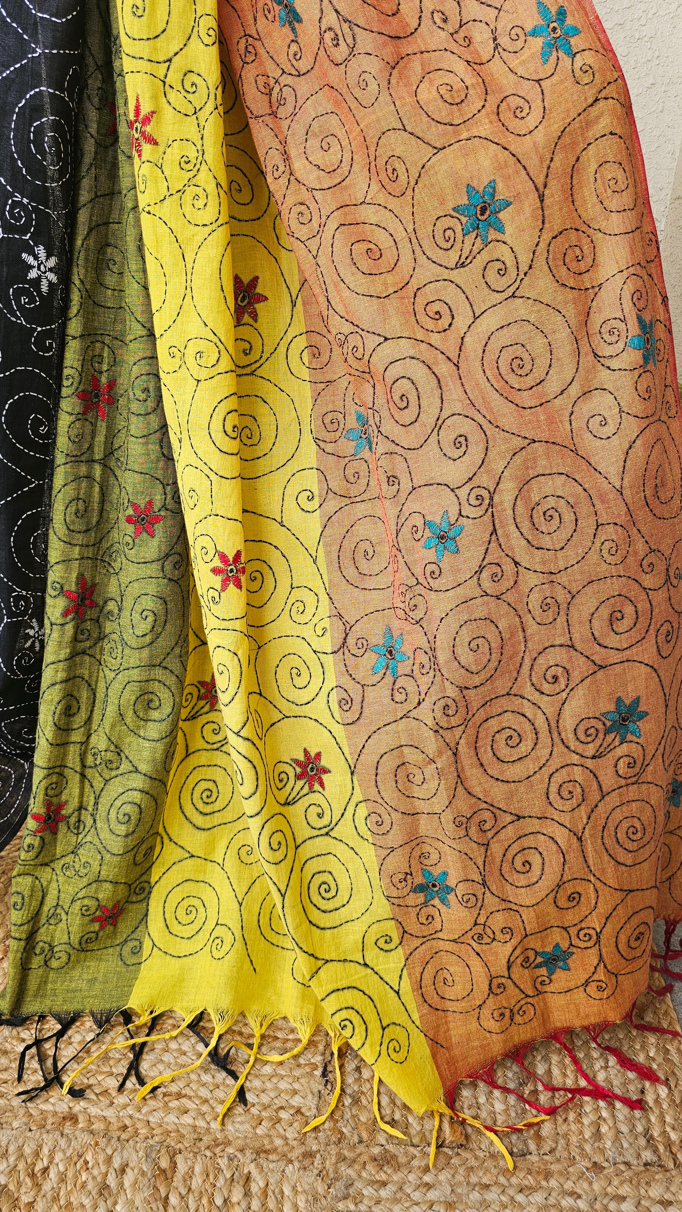 Colorful Soul - Kantha Work - Cotton Saree