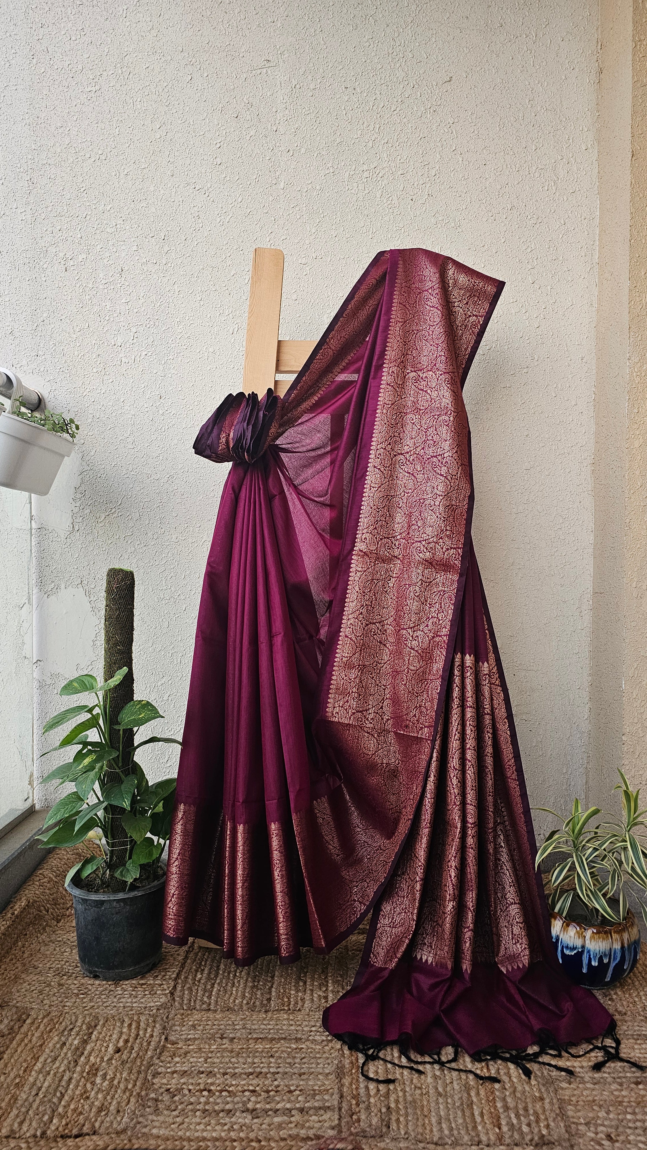 Beetroot – Copper Zari & Magenta - Katan Silk Saree