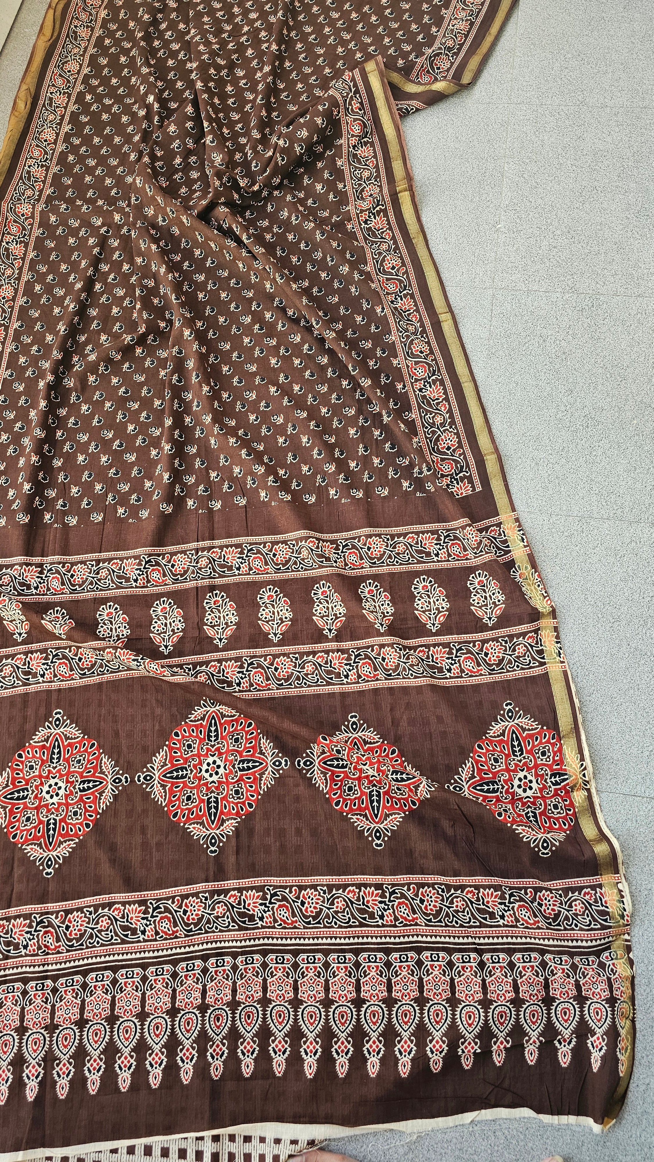 Brownie - Block printed - Chanderi Cotton Saree