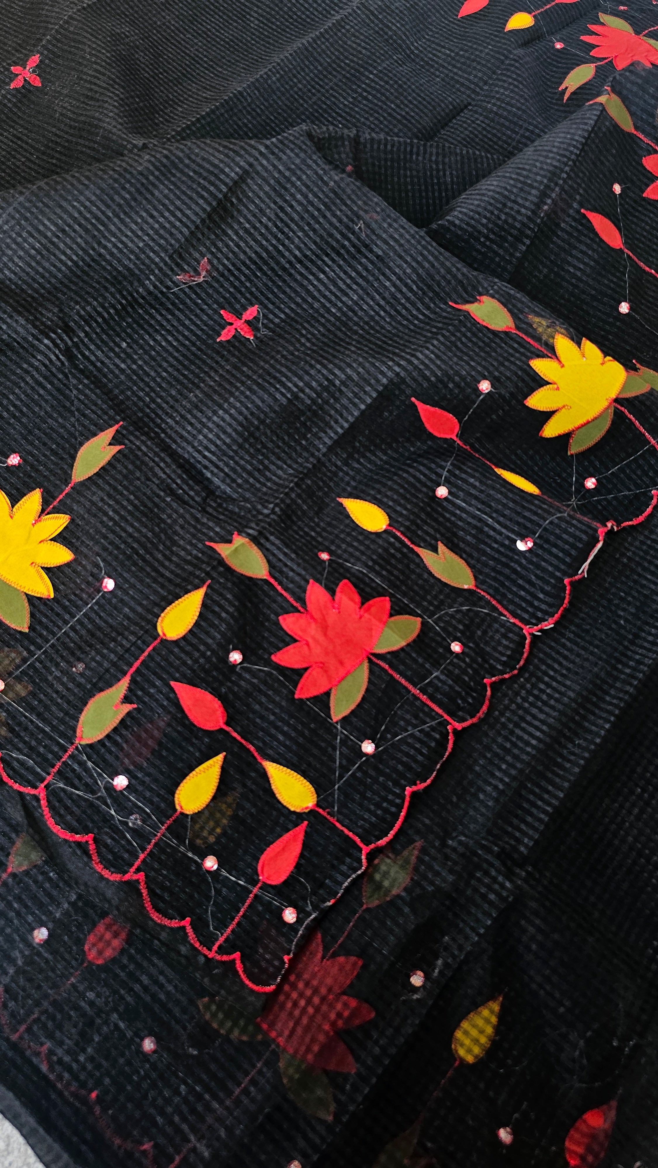 Soniya - Lotus Applique - Resham Kota Cotton Saree