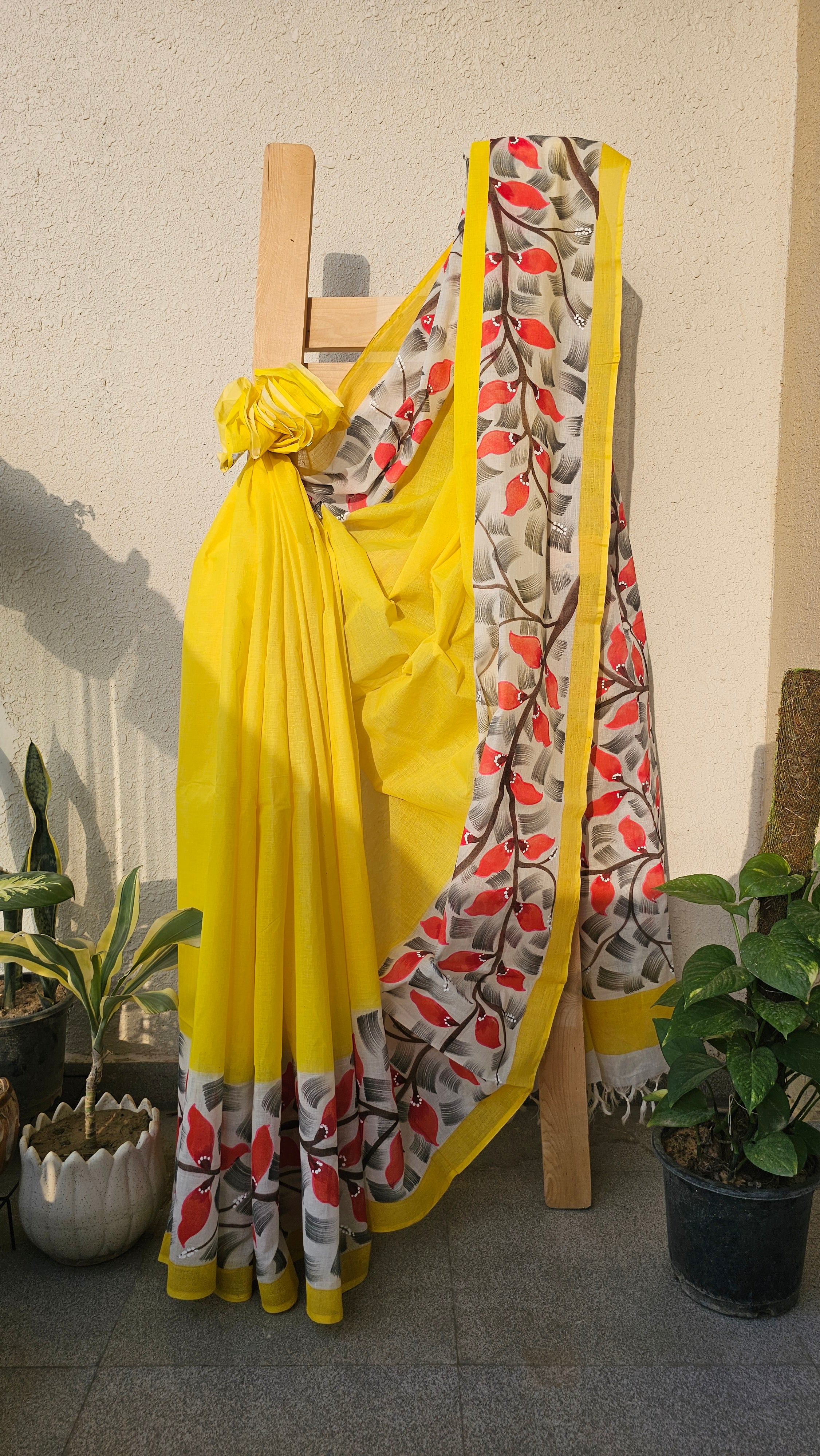Florals - Handpainted - Pure Cotton Saree