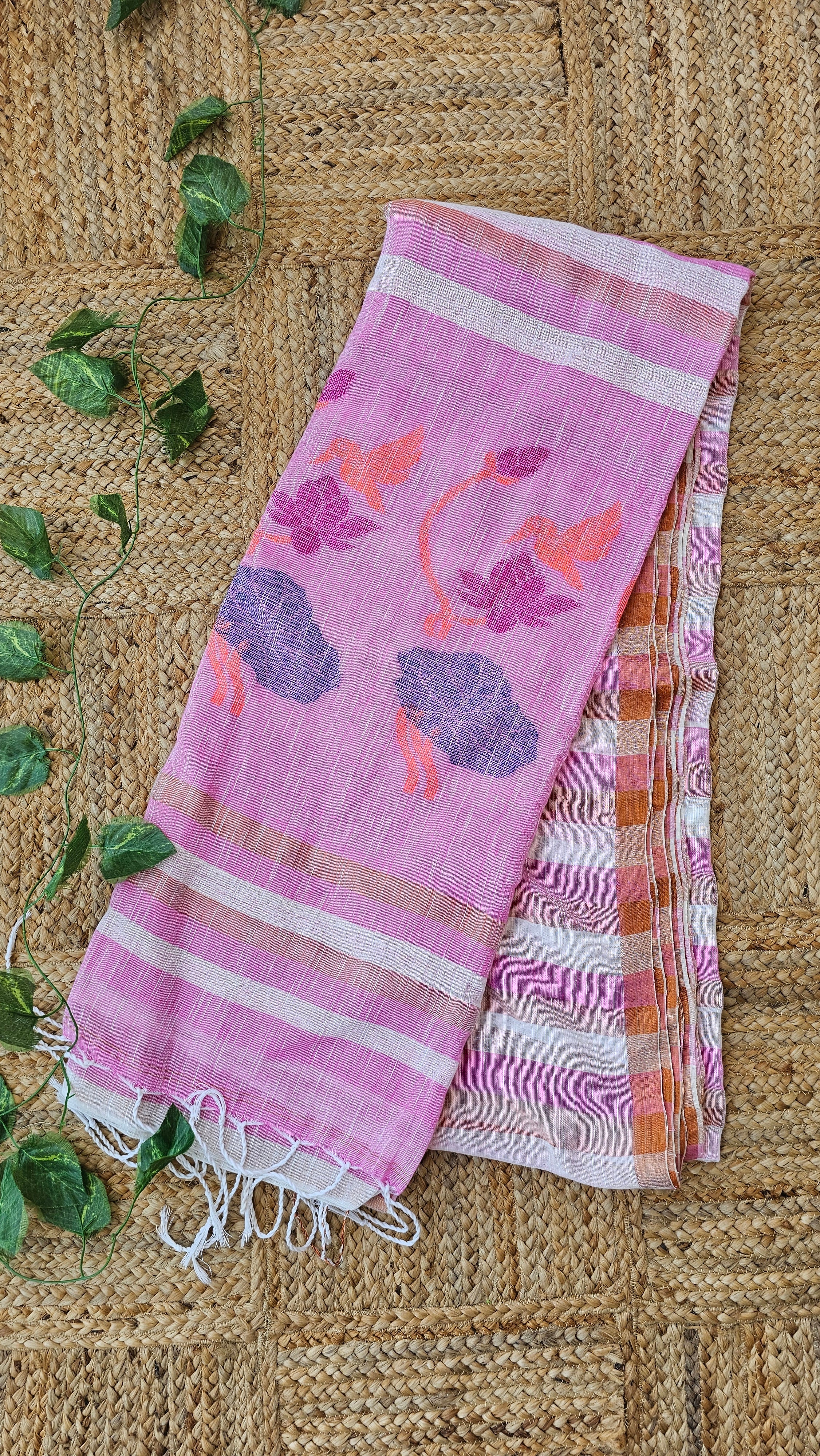 Padma Dighi - Jamdani Handloom - Pure Linen Saree