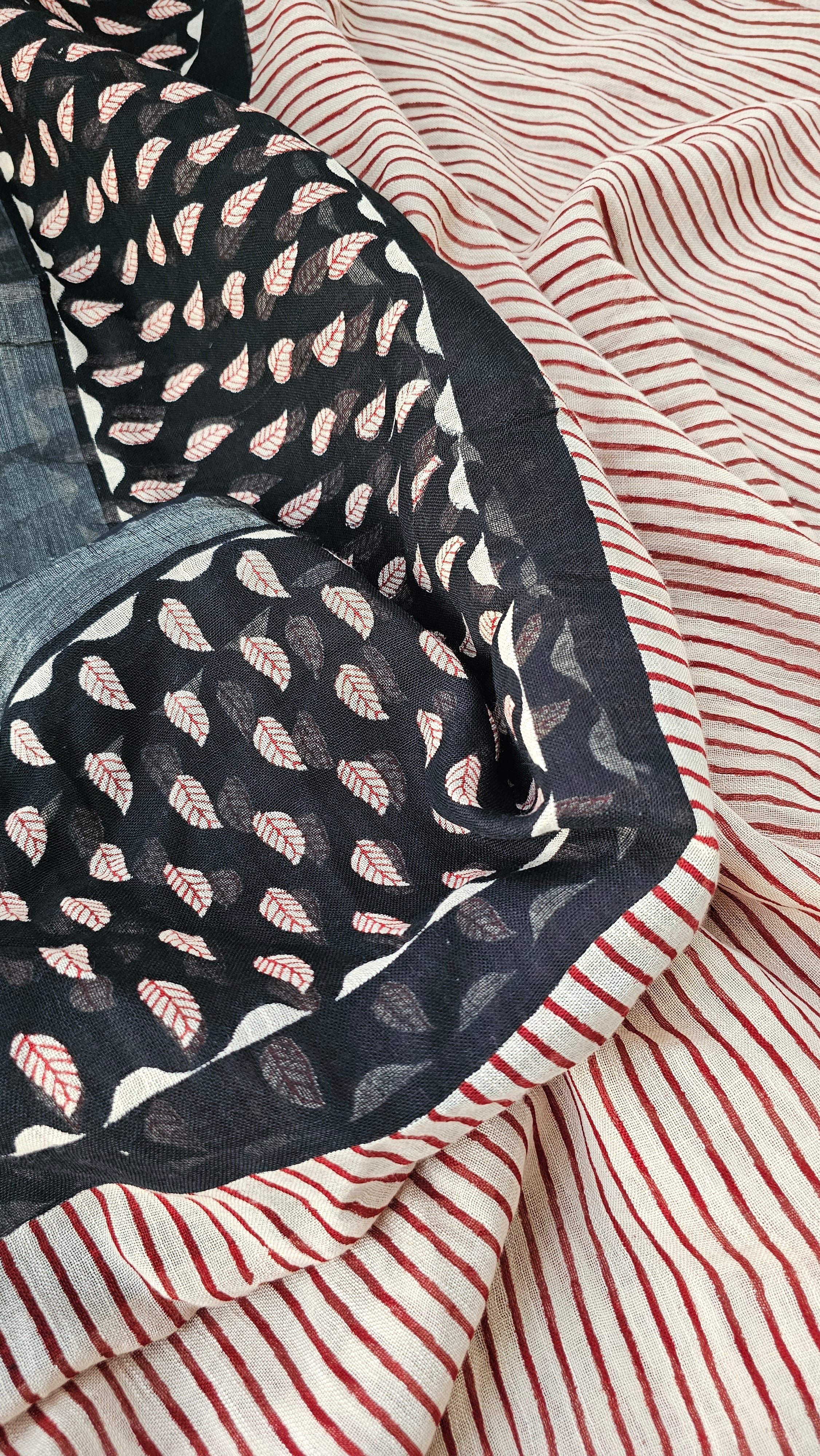 Rhea - Hand Block Print - Linen Cotton Saree