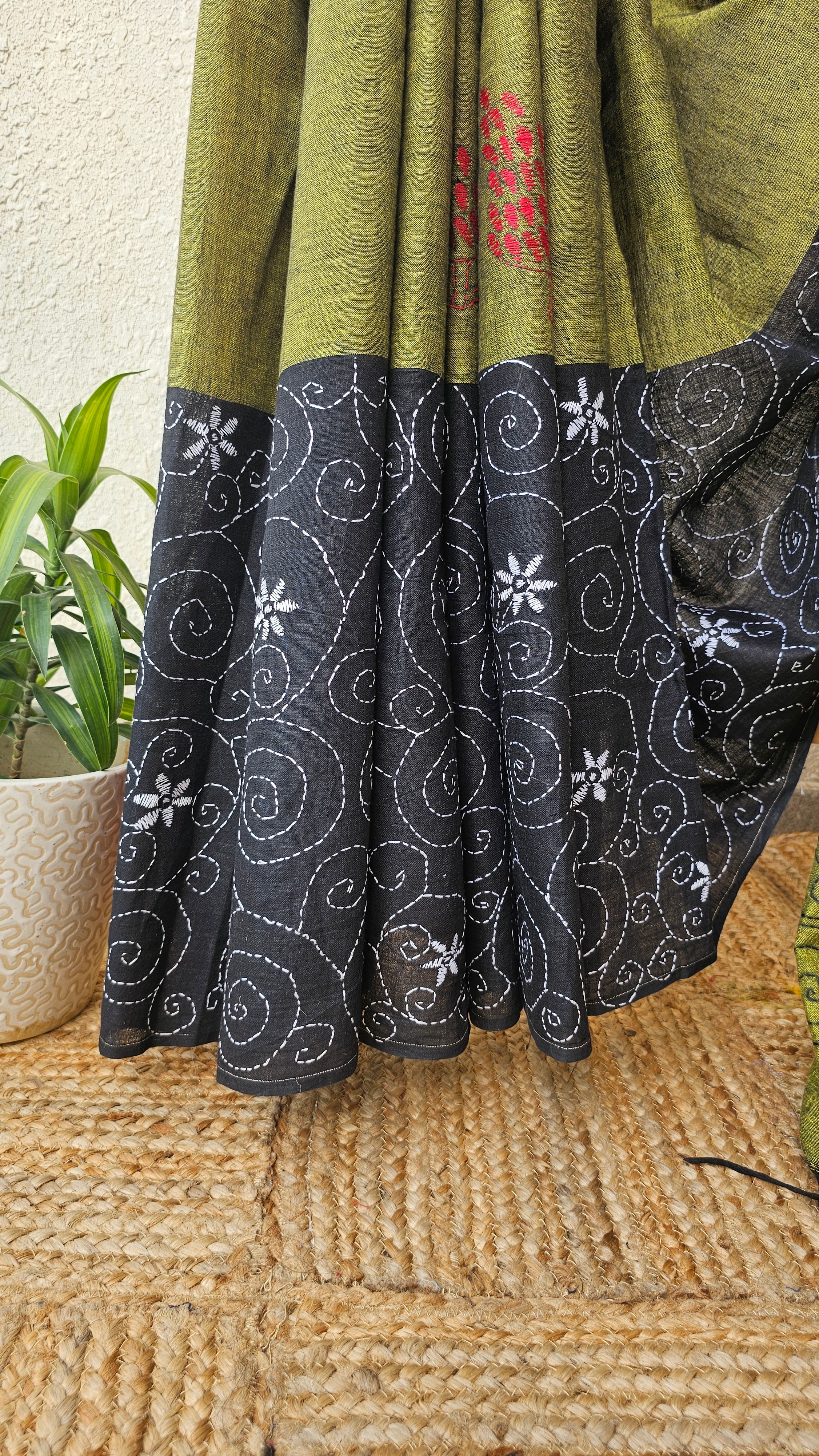 Colorful Soul - Kantha Work - Cotton Saree
