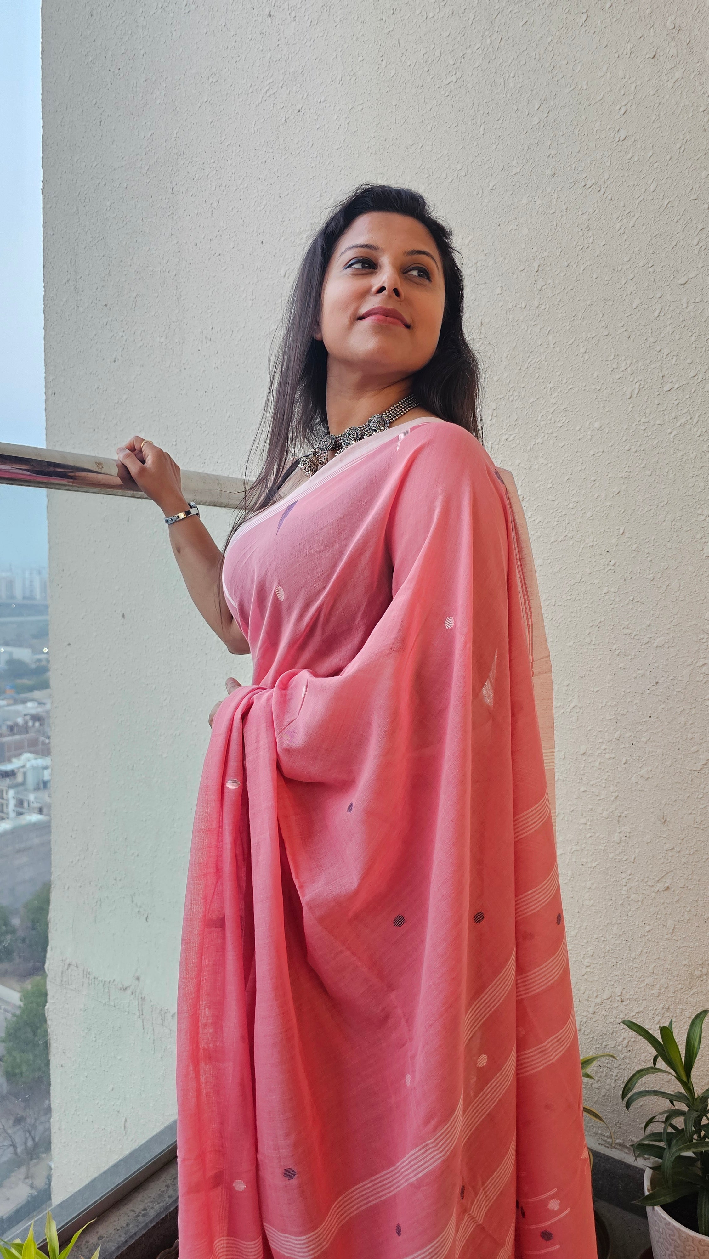 Mon - Needle Jamdani Handloom - Cotton Saree