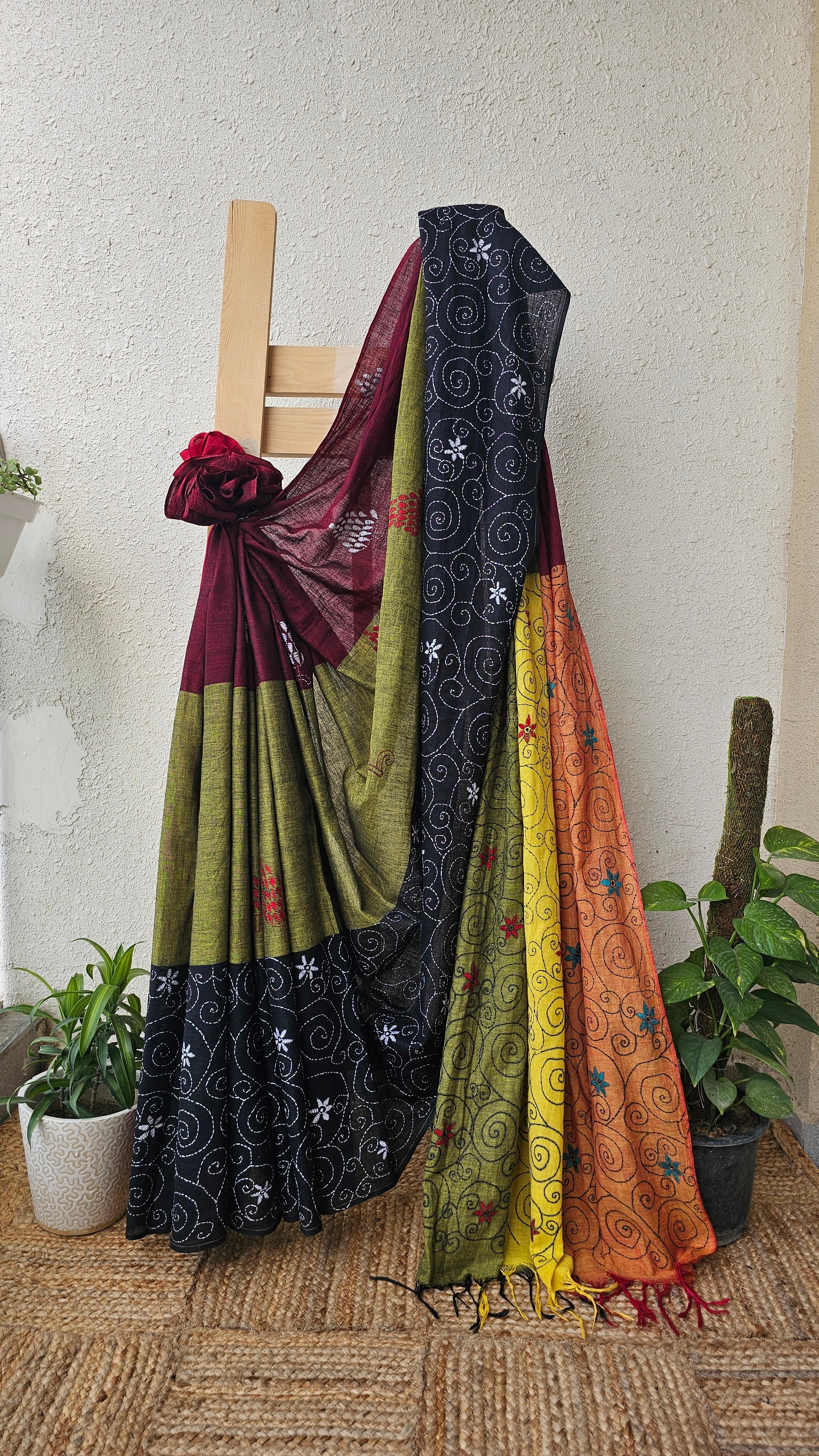 Colorful Soul - Kantha Work - Cotton Saree