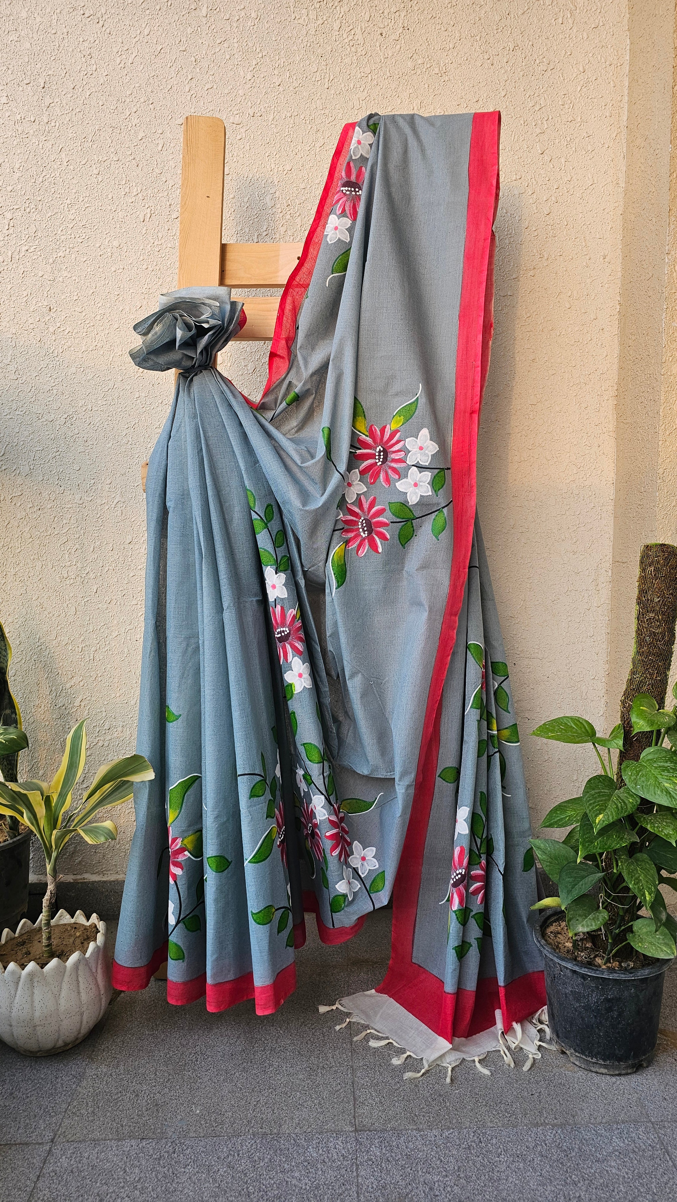 Daisy - Handpainted - Pure Cotton Saree