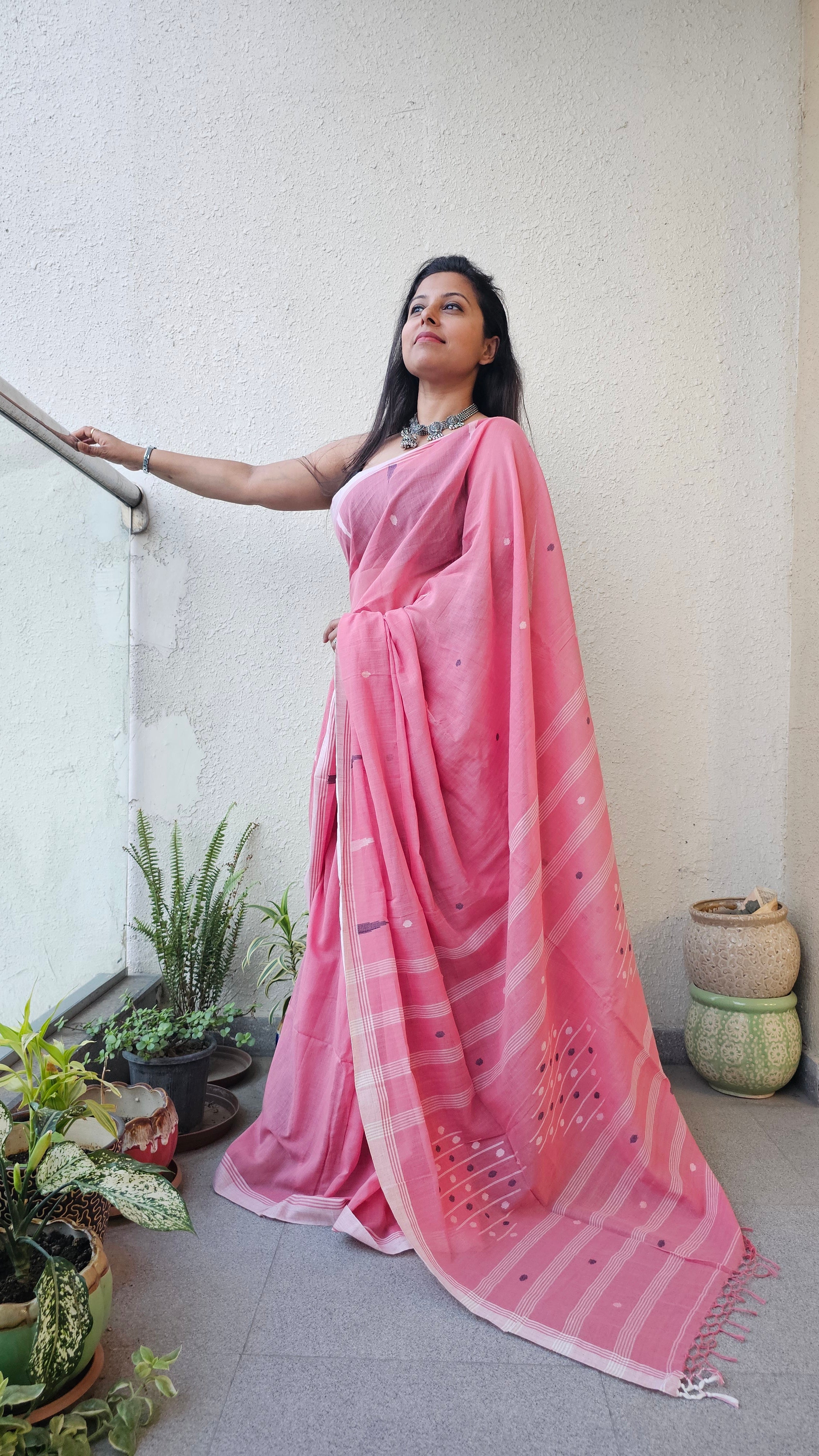 Mon - Needle Jamdani Handloom - Cotton Saree