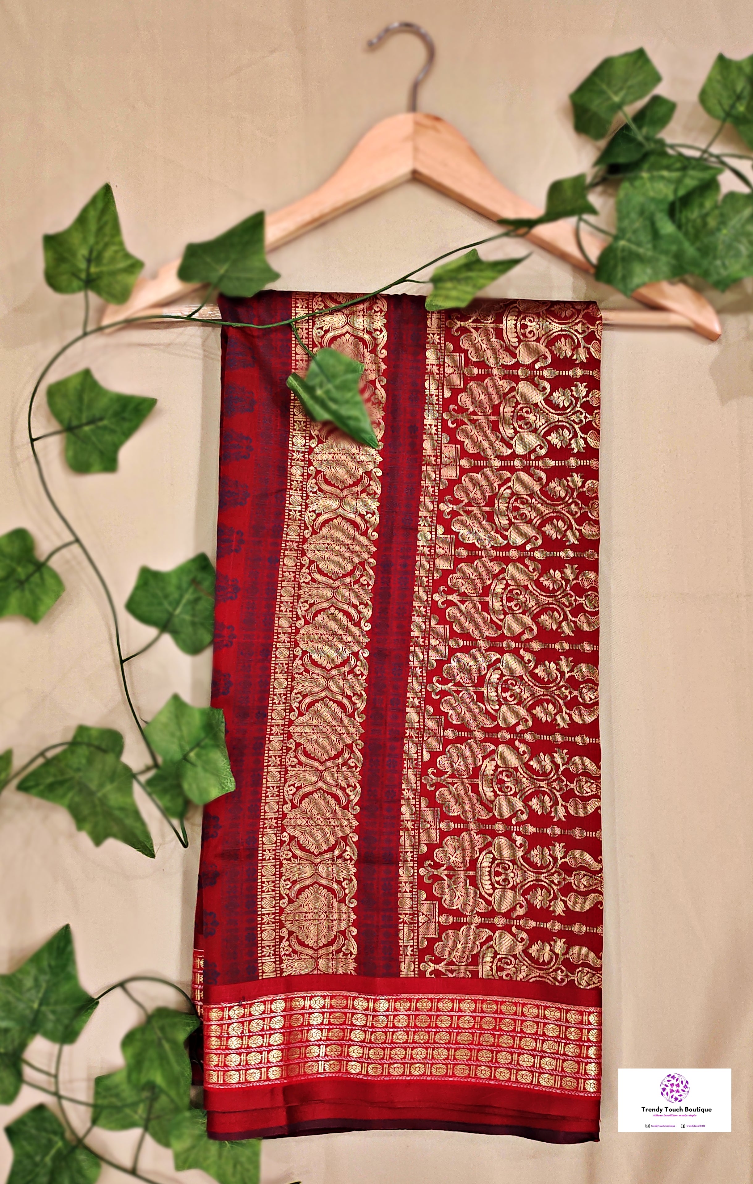 AMAR TUMI - MAROON & GREY - BOMKAI SILK