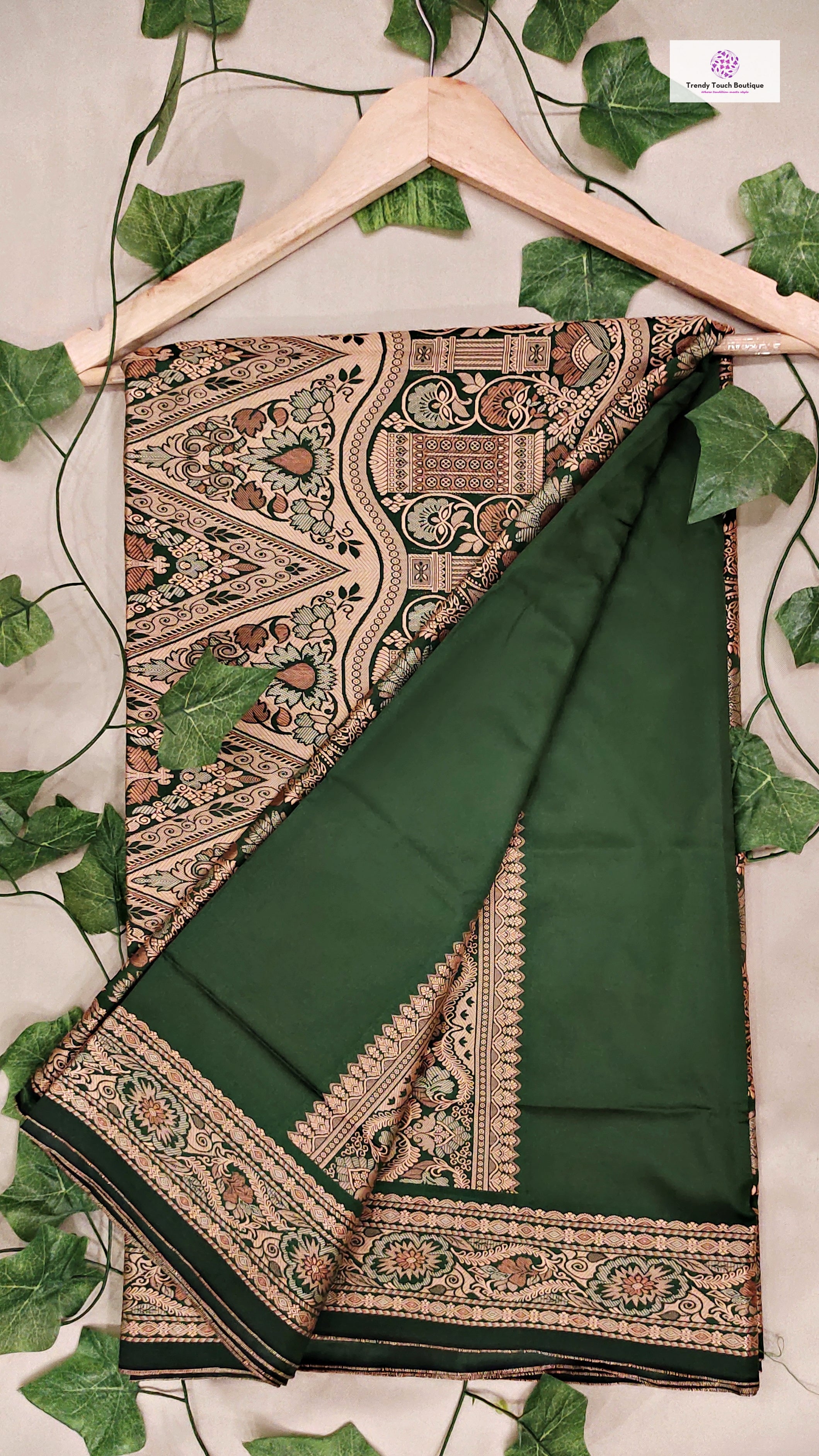ARANYAANI - GREEN & GOLD - KATAAN SILK