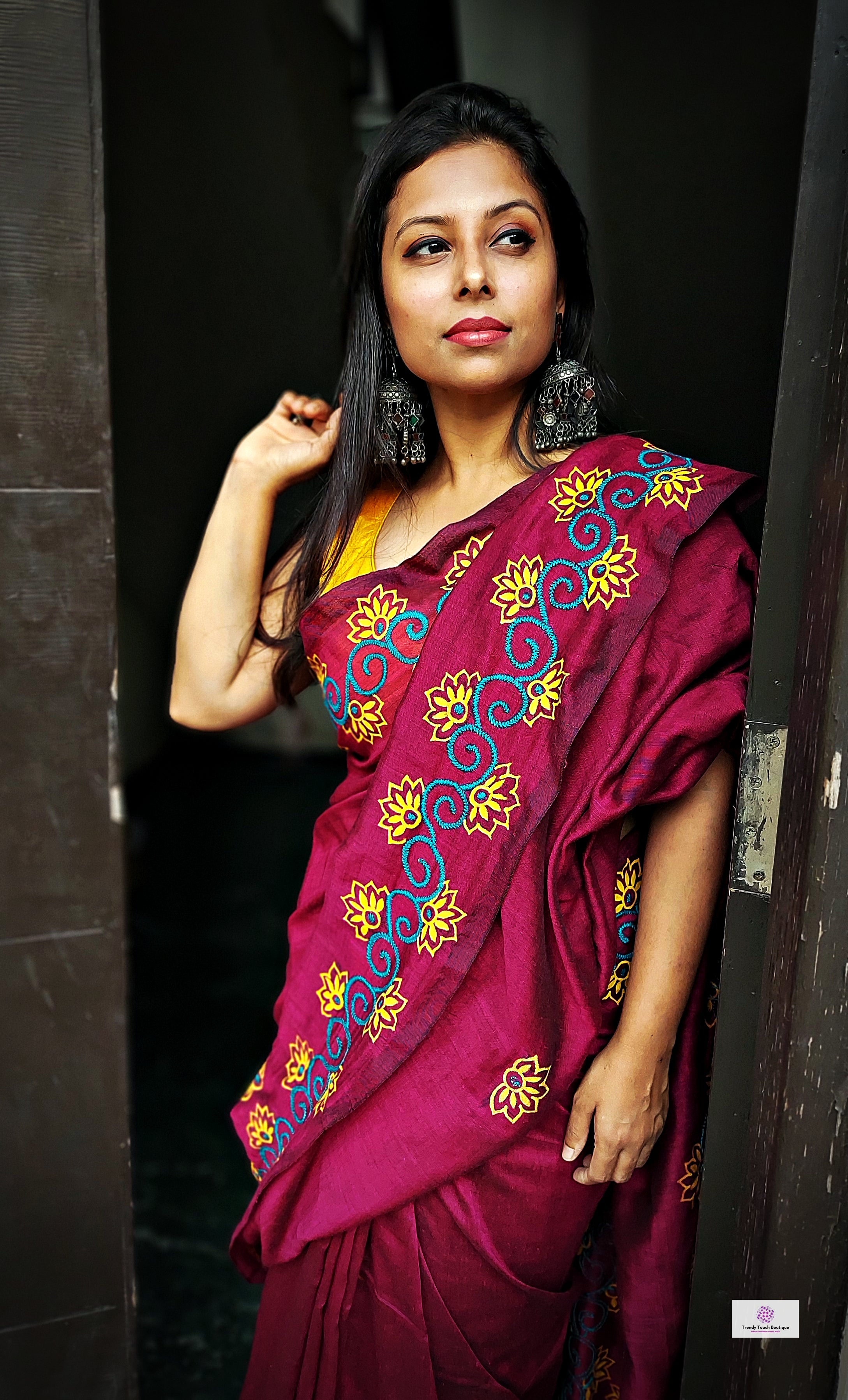 MULBERRY MODE - HANDPAINTED & EMBROIDERED - COTTON HANDLOOM