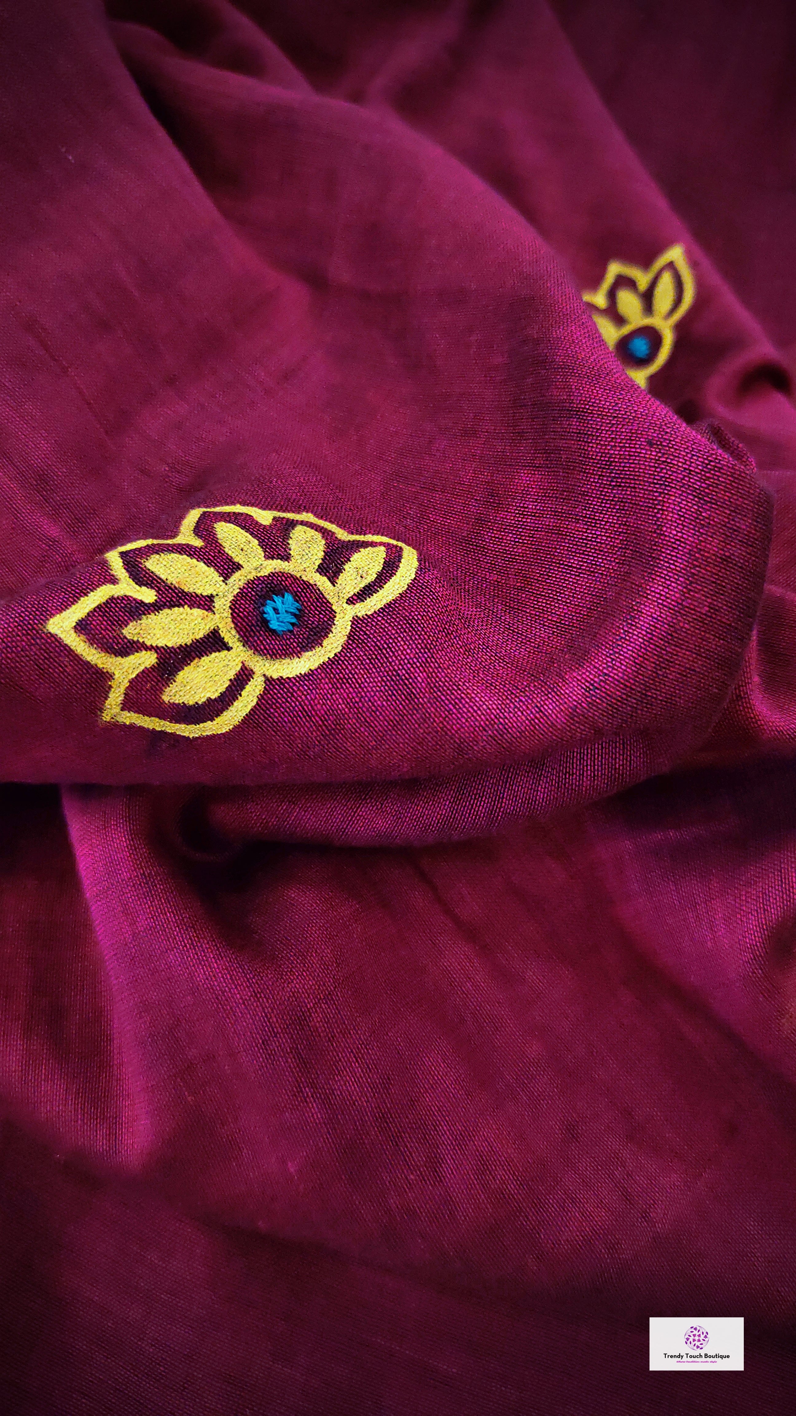 MULBERRY MODE - HANDPAINTED & EMBROIDERED - COTTON HANDLOOM