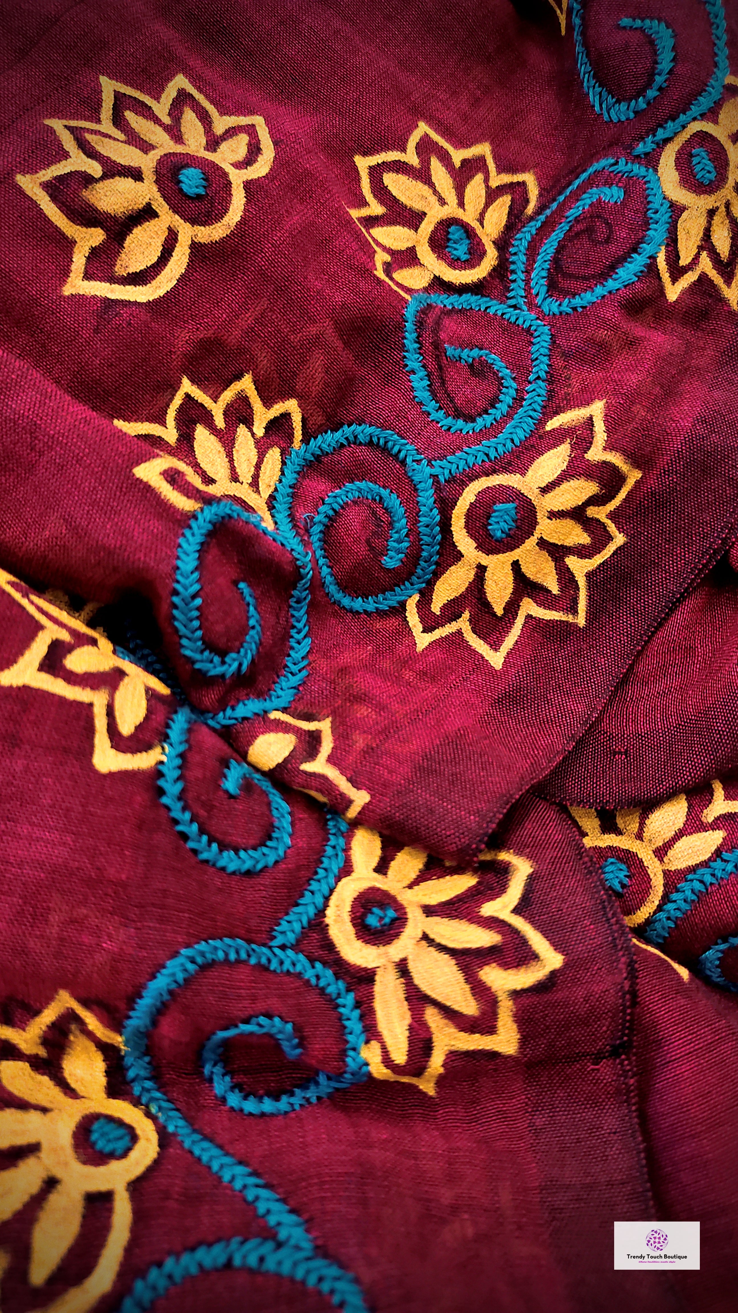 MULBERRY MODE - HANDPAINTED & EMBROIDERED - COTTON HANDLOOM