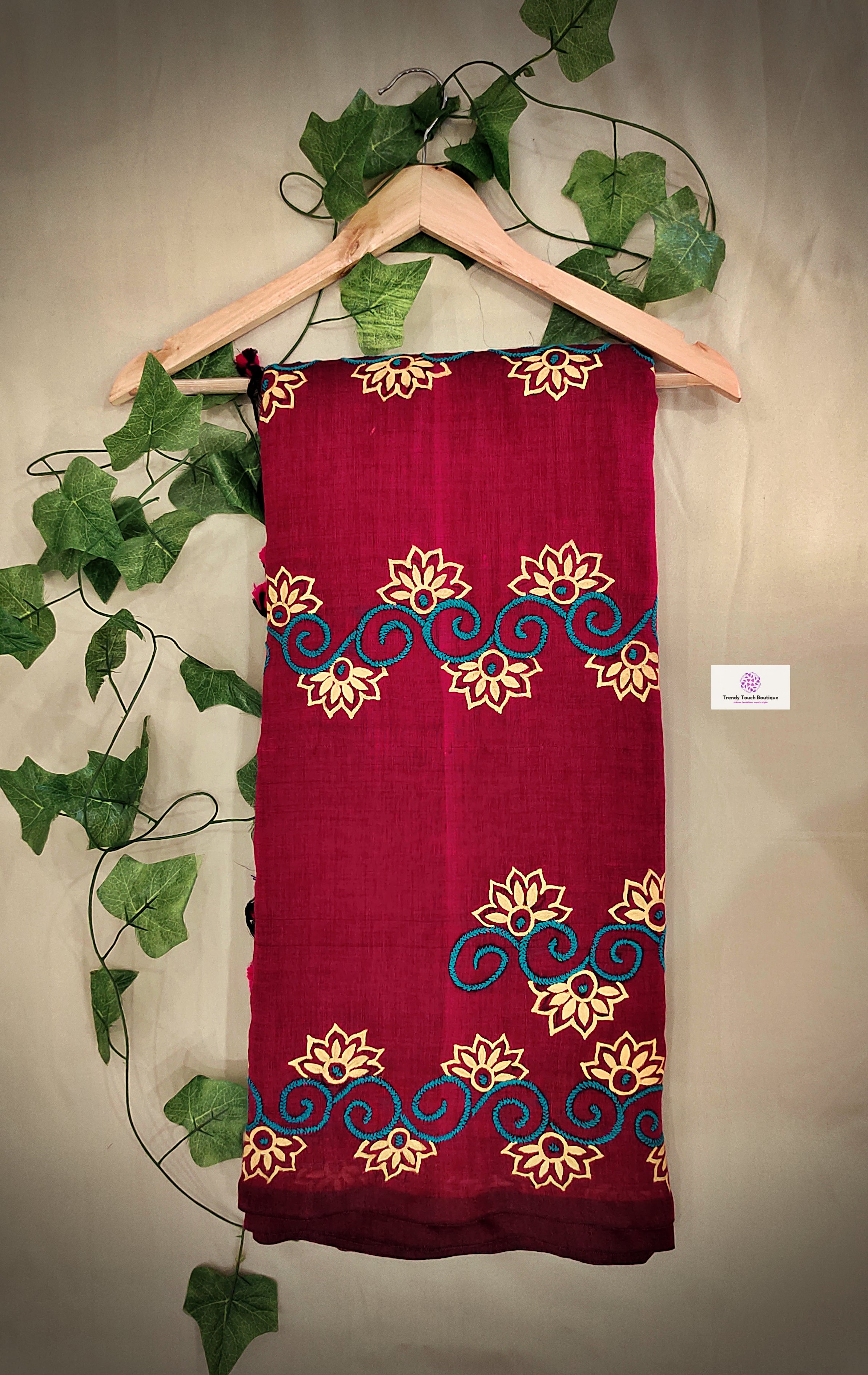 MULBERRY MODE - HANDPAINTED & EMBROIDERED - COTTON HANDLOOM