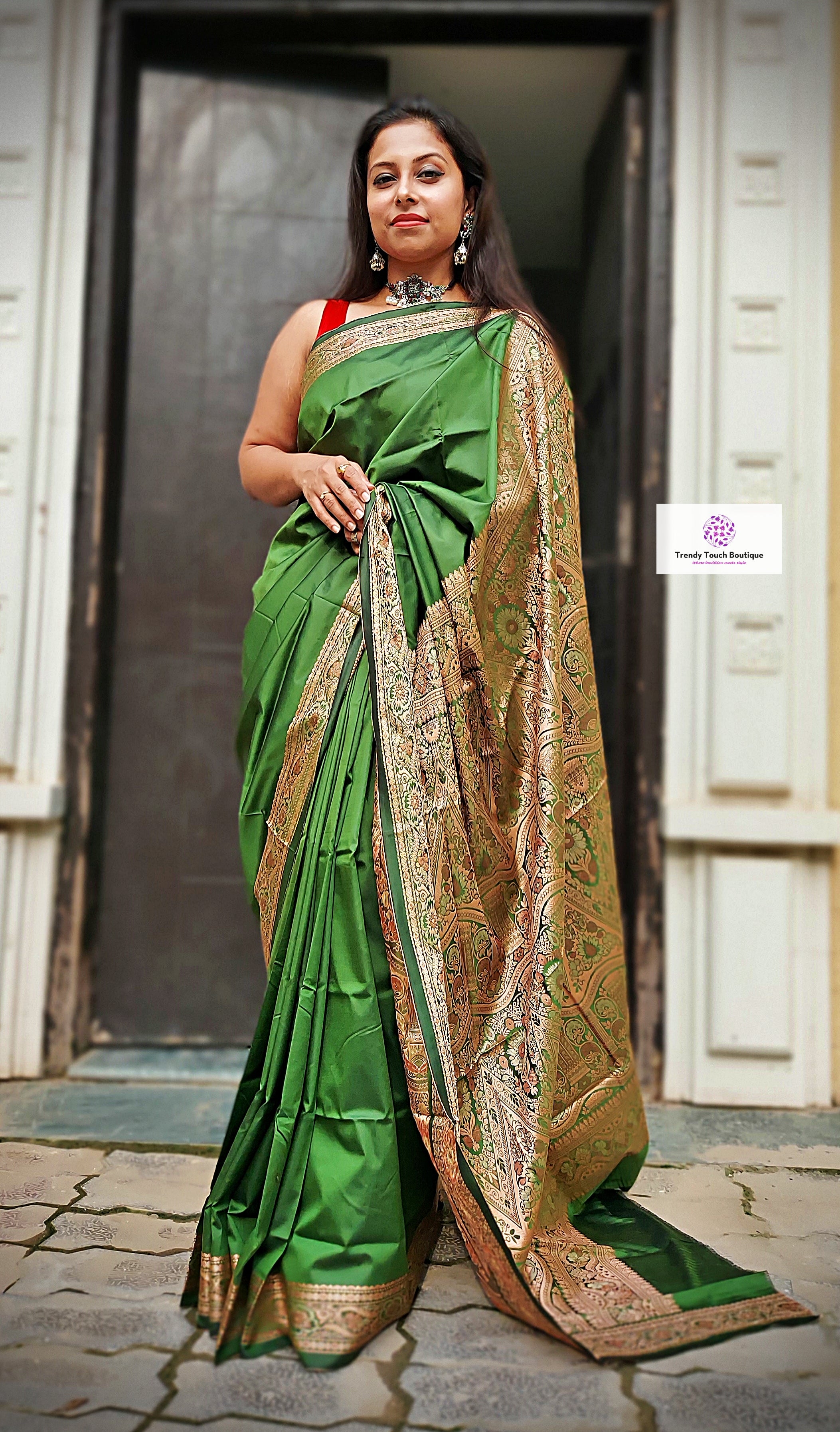 ARANYAANI - GREEN & GOLD - KATAAN SILK